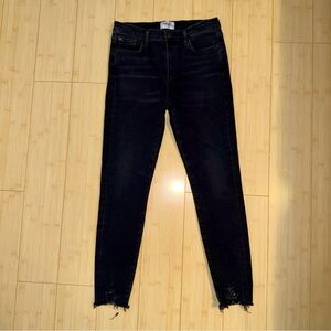 Agolde High Rise Skinny Jeans Raw Hem